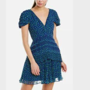 NWSWT Self-Portrait Blue and Green Dot Chiffon Mini